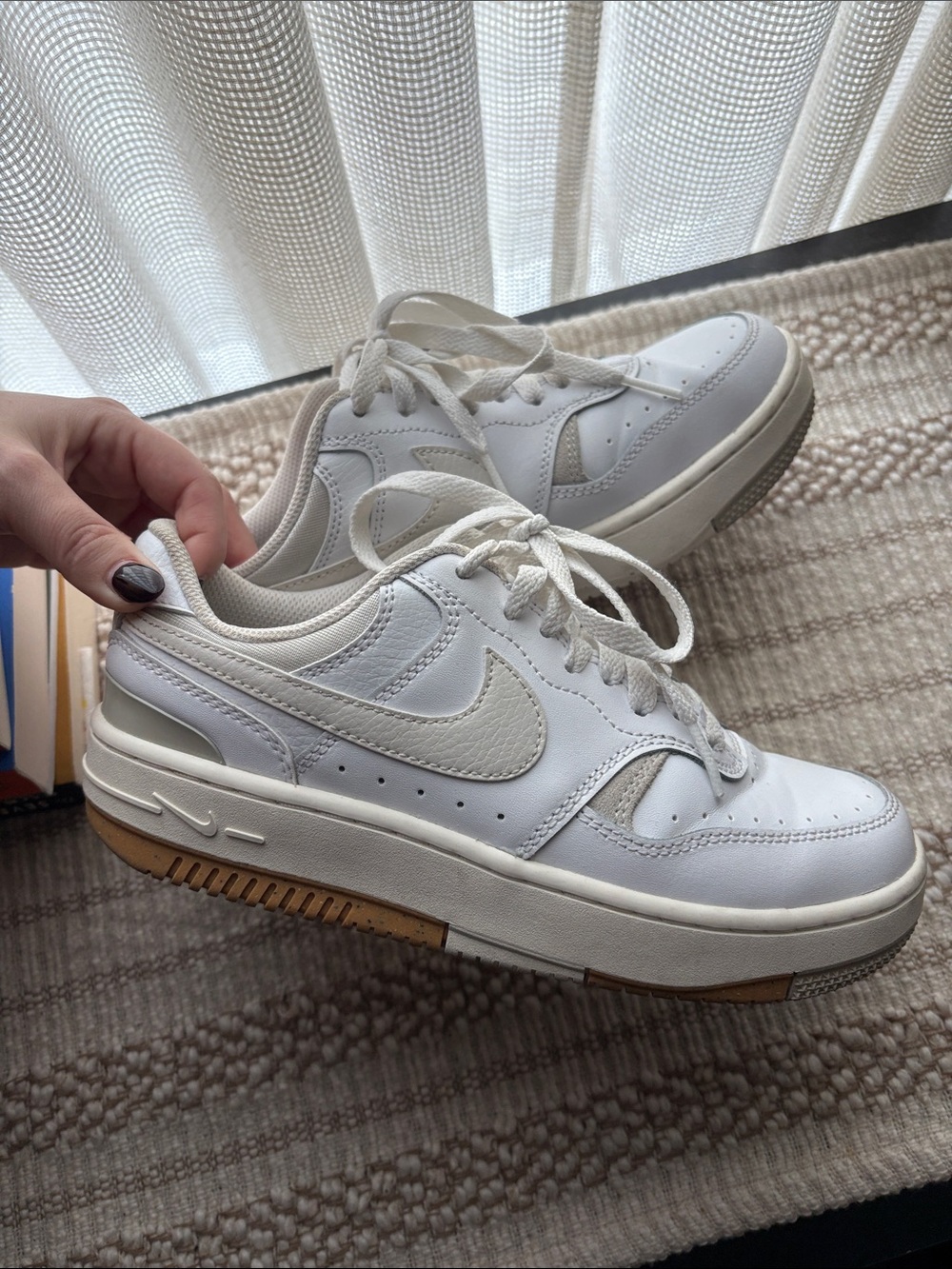 Nike White and Gum-Accent Low-Top Athletic Sneakers - Gamma Force